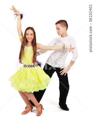 Boy and girl dancing ballroom dance 86102401