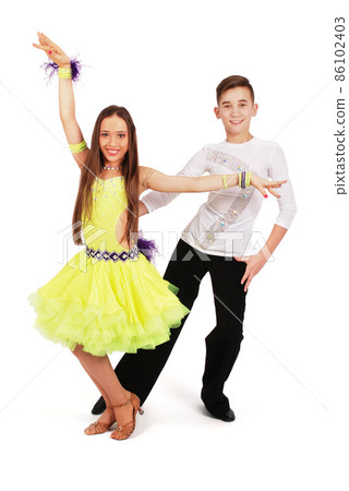 Boy and girl dancing ballroom dance 86102403
