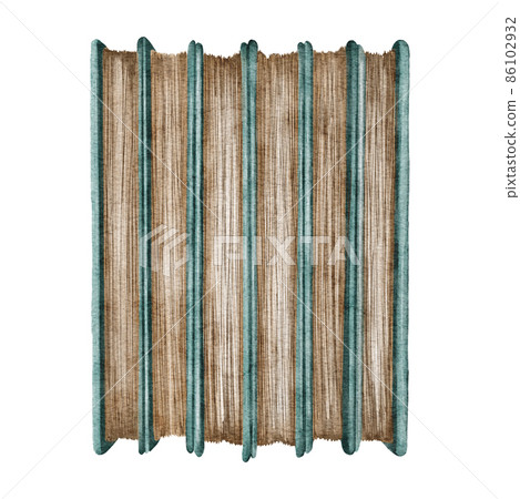 Watercolor vintage composition with old stack of closed books in blue colors isolated on white. Hand drawn illustration 86102932