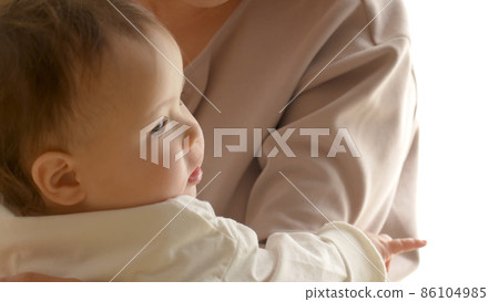 Half baby hugged by a woman Half baby hugged by a woman 86104985