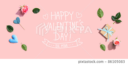 Valentines Day message with a small gift box Valentines Day message with a small gift box 86105083