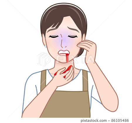 Female who vomited due to illness Female who vomited due to illness 86105486
