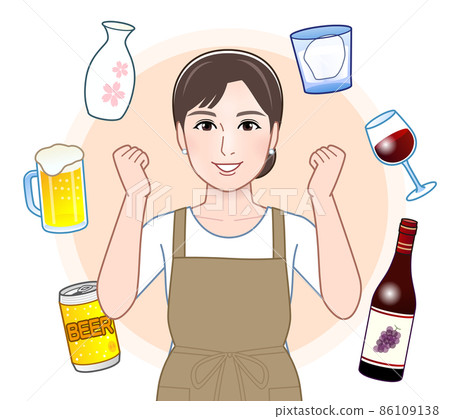 Illustration of liquor and housewife 86109138