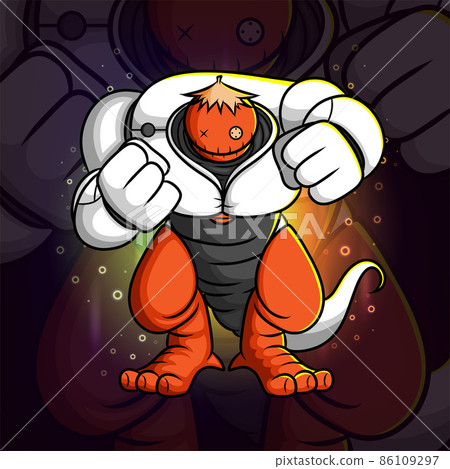 The giant robot monster is fighting and punching esport logo design The giant robot monster is fighting and punching esport logo design 86109297