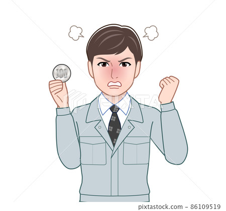 A man with a 100-yen coin 86109519