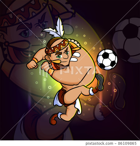 The cool indian american man plays the football esport logo design The cool indian american man plays the football esport logo design 86109865