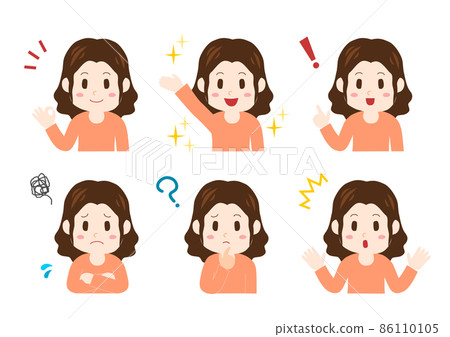 Person Illustration Upper Body Set: Young Female Long Hair 86110105