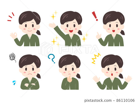 人物插圖上身套裝:年輕女性一結頭髮 人物插圖上身套裝:年輕女性一結頭髮 86110106