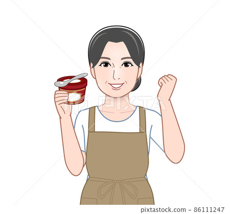 Housewife eating high-quality ice cream Housewife eating high-quality ice cream 86111247