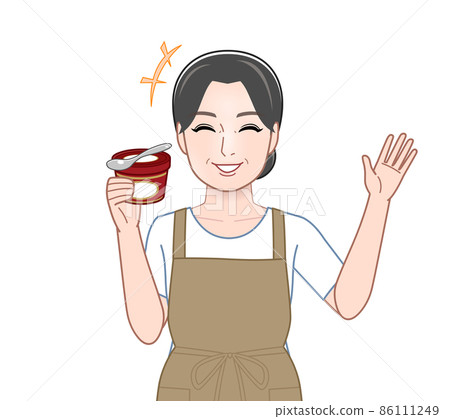 Housewife eating high-quality ice cream Housewife eating high-quality ice cream 86111249