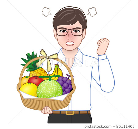 A man with a basket of fruits A man with a basket of fruits 86111405