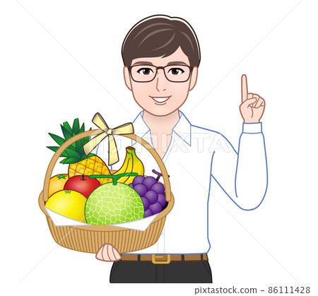 A man with a basket of fruits A man with a basket of fruits 86111428