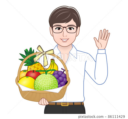 A man with a basket of fruits A man with a basket of fruits 86111429