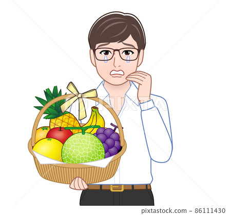 A man with a basket of fruits A man with a basket of fruits 86111430
