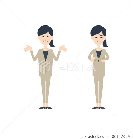 業務，女性，姿勢集，氣餒，憂慮 86112069
