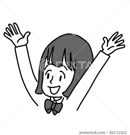 Female student uniform facial expression hurray Female student uniform facial expression hurray 86112822