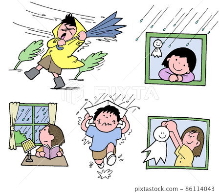 Children's school life Saijiki It rains 86114043