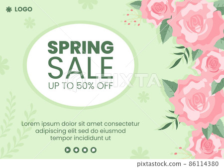 Spring Sale with Blossom Flowers Brochure Template Flat Design Illustration Editable of Square Background for Social Media or Greeting Card 86114380