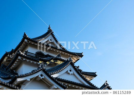 Hikone Castle seen in autumn 86115289