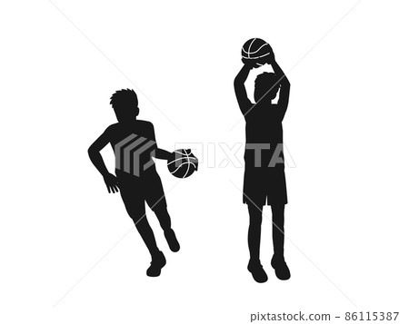 籃球剪影男子籃球俱樂部俱樂部活動體育運球射擊插畫 86115387