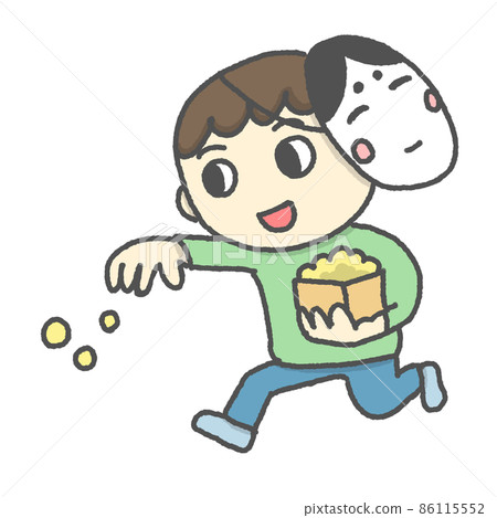 Boy throwing beans Boy throwing beans 86115552