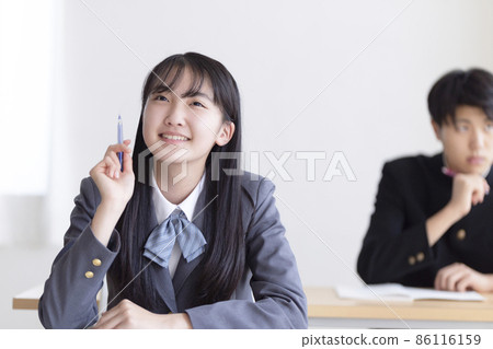 High school students studying at a cram school 86116159