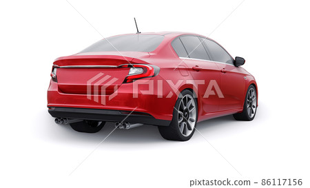 Compact Sports car Family Sedan 3d illustration. 86117156