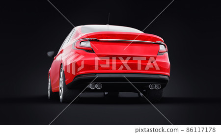 Compact Sports car Family Sedan 3d illustration. 86117178