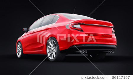 Compact Sports car Family Sedan 3d illustration. 86117197
