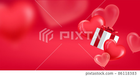 Valentines Day horizontal banner with copy... - Stock Illustration ...