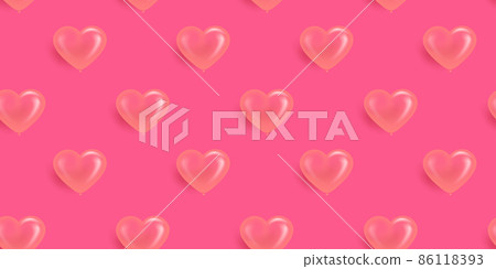 Vector seamless pattern with pink air balloons. Valentines day concept. 3d illustration 86118393