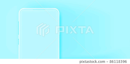 Modern white mobile phone with blank screen. Banner template with copy space 86118396