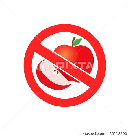 Sign No apple. Red stop sign fruit apple. Isolated Sign No apple. Red stop sign fruit apple. Isolated 86118800