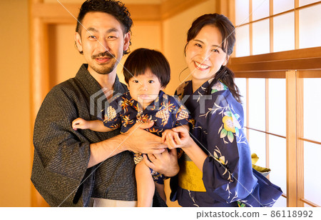 A family of three relaxing at the inn A family of three relaxing at the inn 86118992