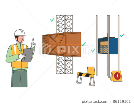 industrial, construction site safety precautions illustration industrial, construction site safety precautions illustration 86119101