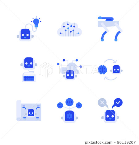 artificial intelligence, future technology robotics robot concept vector icon series 86119207