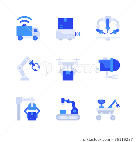 artificial intelligence, future technology robotics robot concept vector icon series artificial intelligence, future technology robotics robot concept vector icon series 86119287