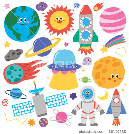 colorful children sticker sets of universe and planet 86119288