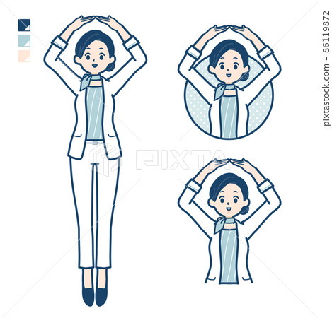美容顧問用雙臂圍成圓圈的女人的插圖 美容顧問用雙臂圍成圓圈的女人的插圖 86119872