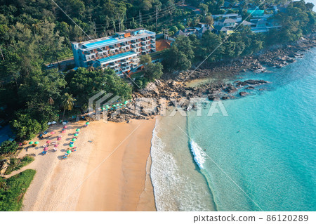 Aerial view of Surin beach in Phuket province in Thailand Aerial view of Surin beach in Phuket province in Thailand 86120289