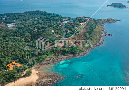 Windmill viewpoint and Nai Han beach in Phuket province, Thailand 86120994