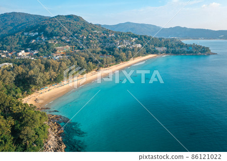 Aerial view of Surin beach in Phuket province in Thailand 86121022