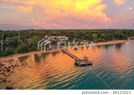Koh Mak sunset, near koh Chang in Trat, Thailand 86121023