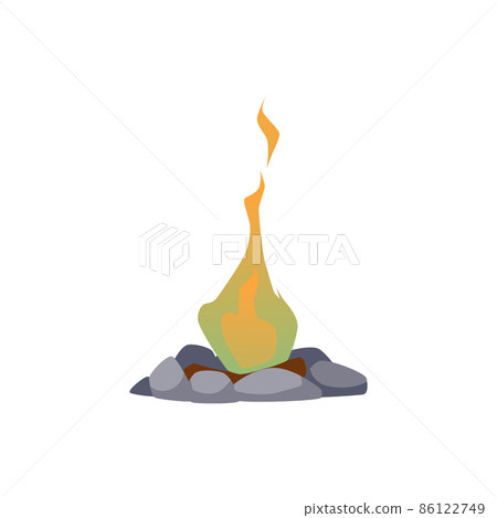 Wood campfire or bonfire, flat cartoon vector illustration isolated on white. Wood campfire or bonfire, flat cartoon vector illustration isolated on white. 86122749