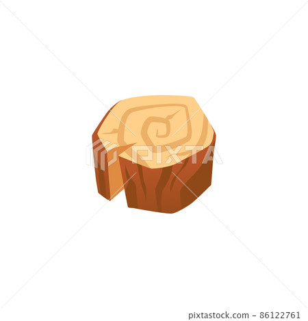 Cartoon wood stump, flat vector illustration isolated on white background. Cartoon wood stump, flat vector illustration isolated on white background. 86122761