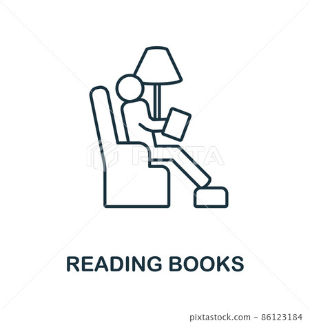 Reading Books icon. Line element from home rest collection. Linear Reading Books icon sign for web design, infographics and more. 86123184