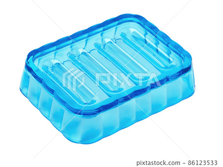 Empty plastic soap dish isolated on white Empty plastic soap dish isolated on white 86123533