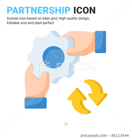 Partnership icon vector with flat color style isolated on white background. Vector illustration teamwork sign symbol icon concept for digital business, finance, industry, company, apps and project Partnership icon vector with flat color style isolated on white background. Vector illustration teamwork sign symbol icon concept for digital business, finance, industry, company, apps and project 86123644