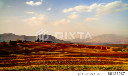 Landscape with the agriculture field around Malealea, Lesotho Landscape with the agriculture field around Malealea, Lesotho 86123987