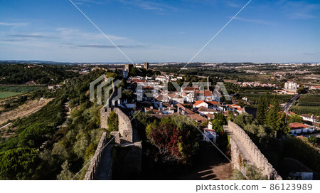 Cityscape view to Obidos old city Portugal Cityscape view to Obidos old city Portugal 86123989